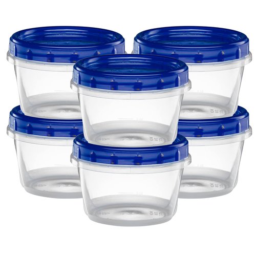 ELEGANT DISPOSABLES Twist Top Deli Containers Food Storage Containers Blue Screw on Lid Reusable Stackable Leakproof Airtight, pack of 10-16 oz containers