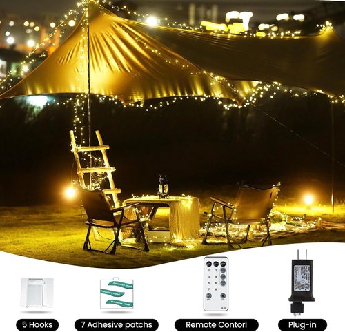 Dailyart 200 LED Fairy Lights - Remote Control, 10Ft Warm White String Lights for Bedroom & Party Decor