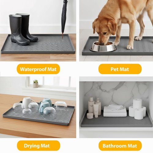 TigeJoy 22" x 19" Under Sink Mats for Kitchen Waterproof, Leak-Proof Silicone Mat Sink Protector and Cabinet Liner, Kitchen Essentials Organizer and Storage, Boot or Shoe Tray, Pet Feeding Mat
