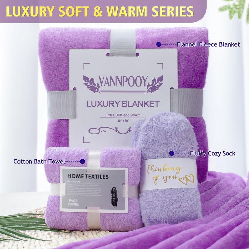 Get Well Gifts for Women, Thinking of You Gift Basket, Unique Self Care Package Relaxing Spa Gift Set, Birthday Gifts Box for Woman, Stocking Stuffers Christmas Gifts for Women Teens Adults, Purple