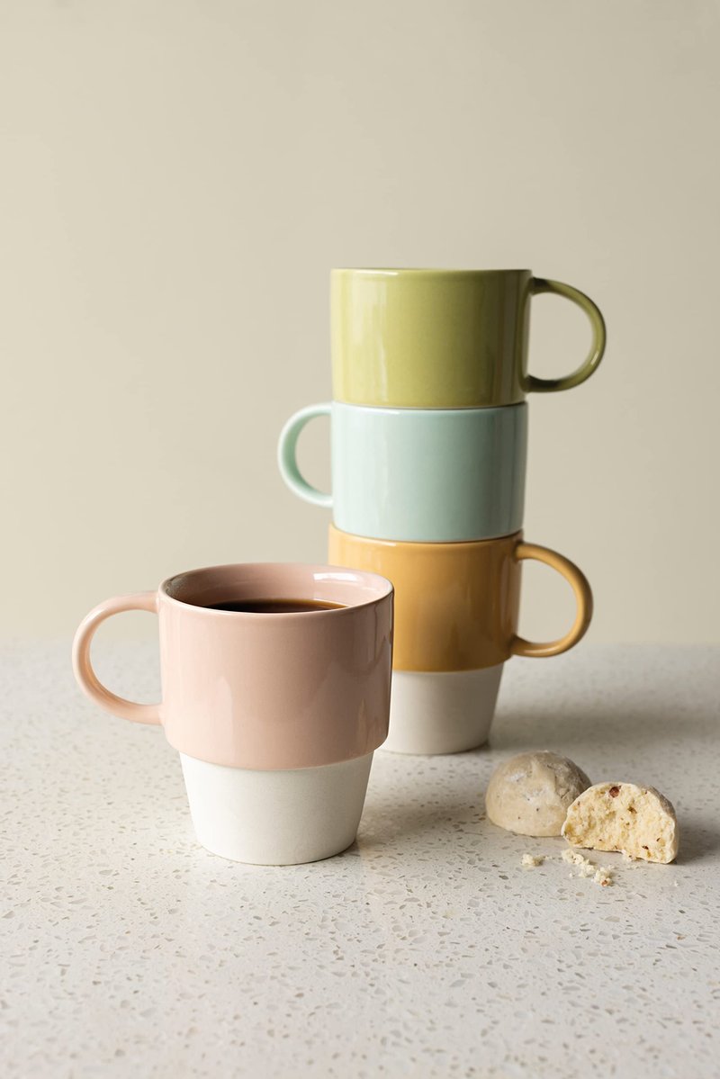 Now Designs Stoneware Nesting Mugs, Set of 4, Flora