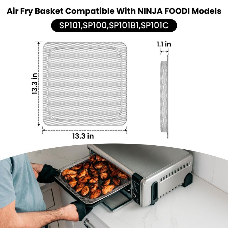 for Ninja Foodi Replacement Air Fryer Oven Basket, Original Replacement Baking Trays for Ninja DT201/DT251 Foodi Digital Air Fryer Oven,Stainless Steel Air Fryer Accessories for Ninja Foodi