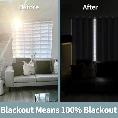 BGment Blackout Curtains - Thermal Insulated Room Darkening Drapes, 2 Panels, 42 x 63 Inch, White & Black