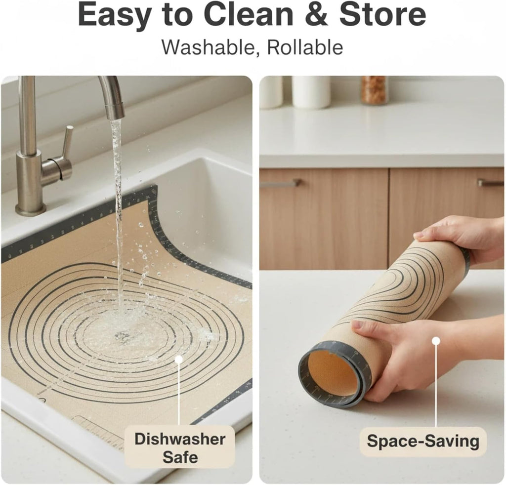 Silicone Baking Pastry Dough Mat - Extra Large 28x20 Inch Nonstick Kneading Board for Cookies & Pizza