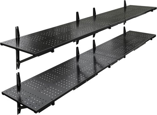 FLEXIMOUNTS Heavy-Duty Garage Shelving - 14-Inch x 68-Inch Perforated Wall Shelf | 1400 lbs Load Capacity