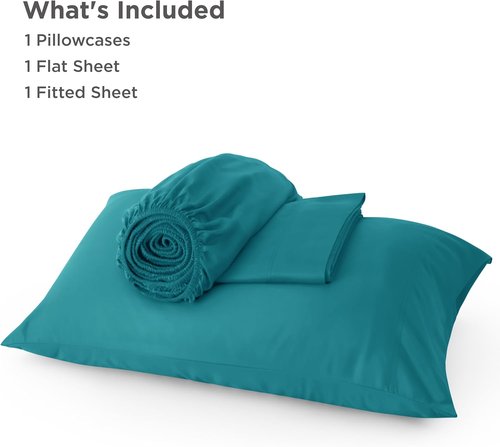 Bedsure Cooling Twin XL Sheets - Breathable Rayon from Bamboo | Soft, Deep Pocket Up to 16 Inches, Turquoise