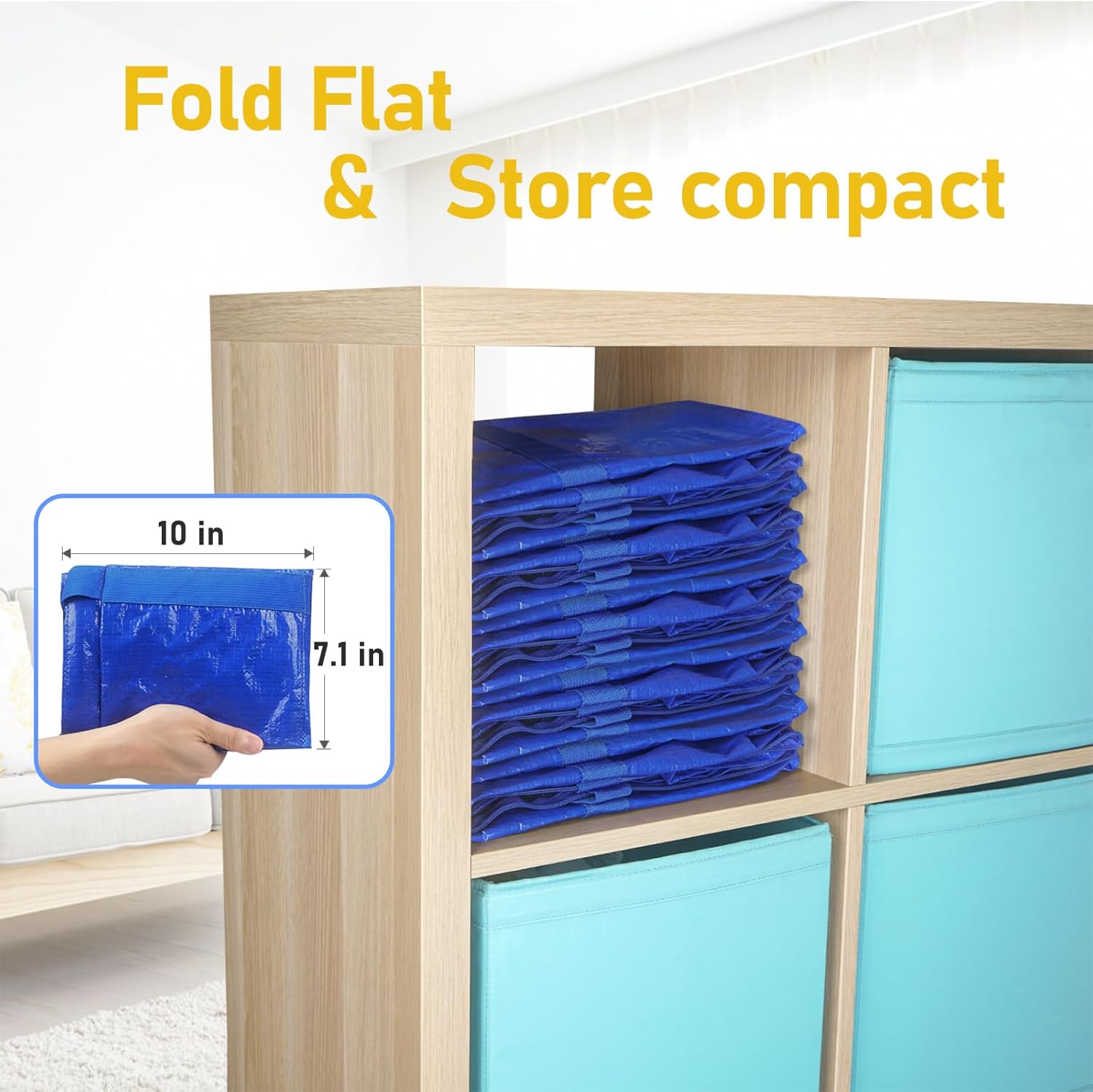 TICONN Extra Large Moving Bags - Heavy Duty Storage with Zippers & Handles | 8 Pack, Blue