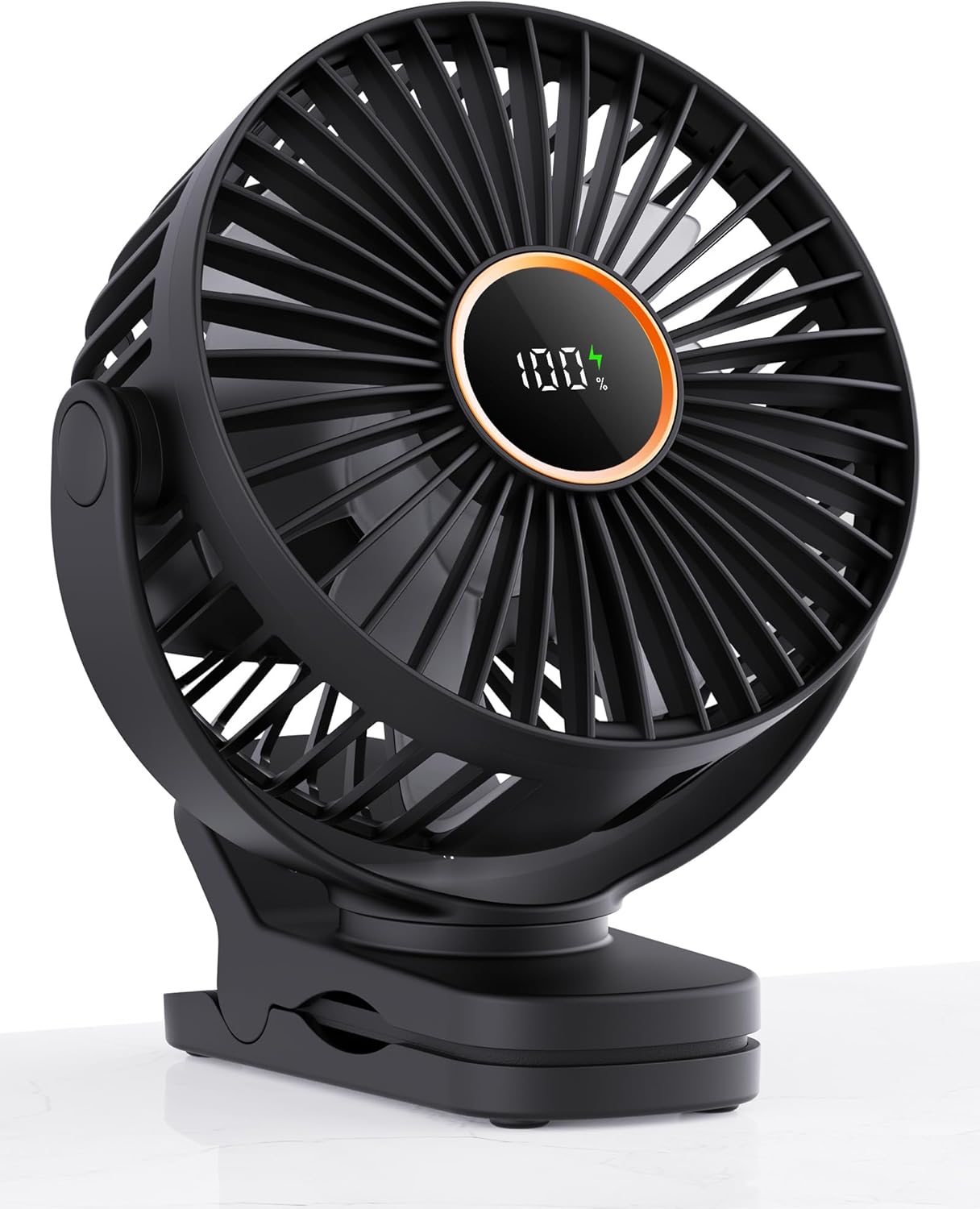 TUNISE Mini Clip-On Fan - Battery Operated, 3 Speed Adjustable, 360° Rotation, Portable for Home & Office - Black