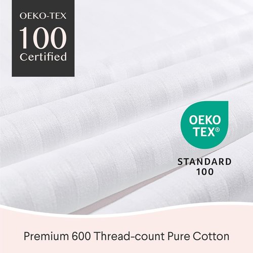 FAUNNA 600TC Cotton Pillow Protectors - Oeko-TEX Certified, Hotel Grade, Standard Size (20x26), 4 Pack, White