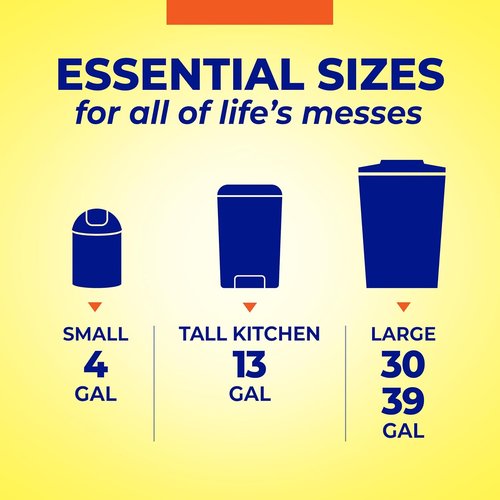 Hefty Essentials 13 Gallon Drawstring Kitchen Trash Bags - 45 Count, Tall & Unscented, Easy to Tie & Lift