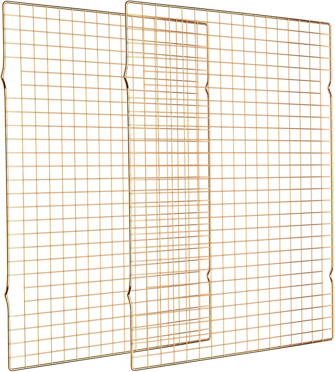 Skiennix Cooling Rack for Baking - 2-Pack 16x10 Inches, Oven Safe Thick Wire Design, Gold Finish
