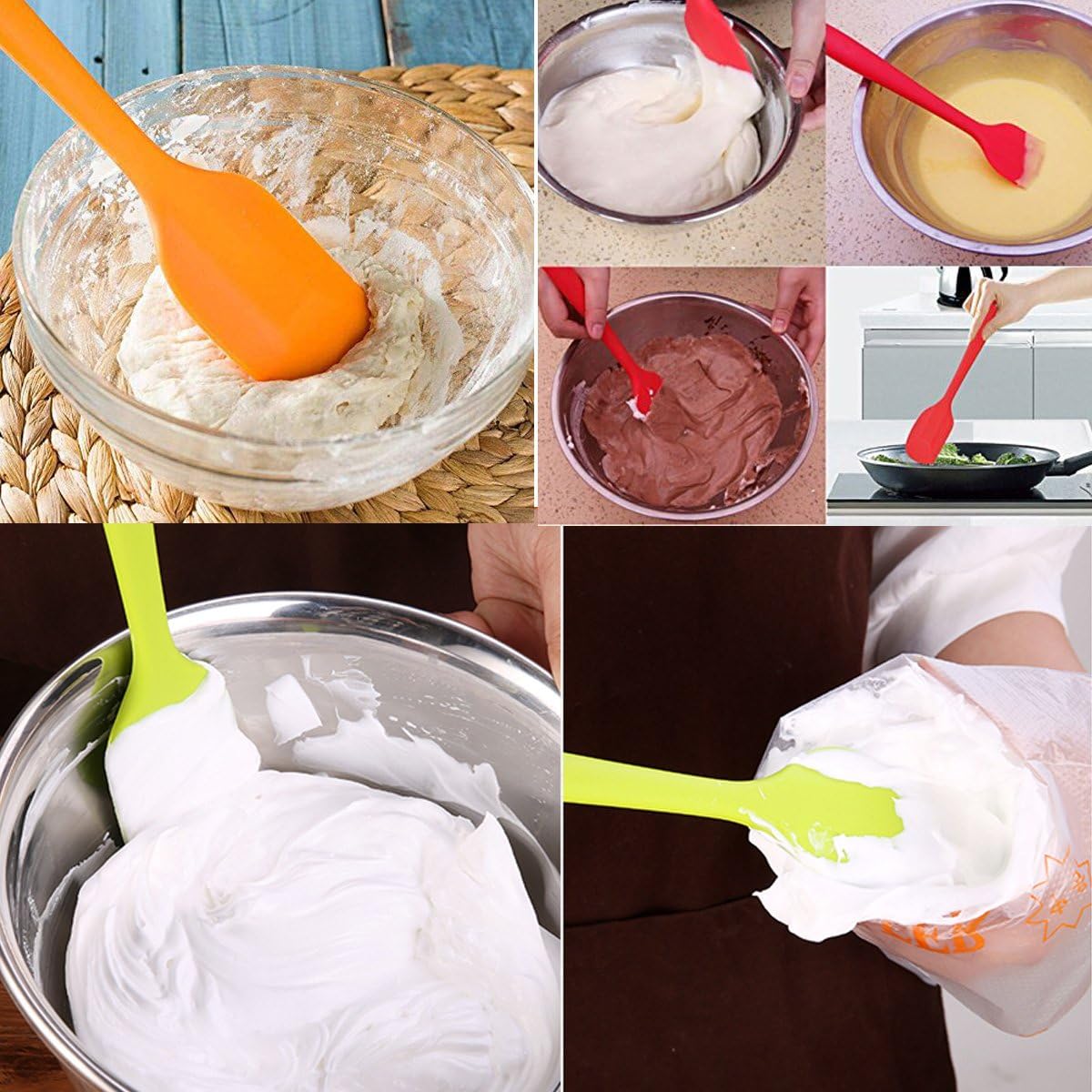 Skiennix Silicone Spatulas - 11 Inch Heat Resistant Non-Stick Baking Mixing Tools | 4 Piece Set