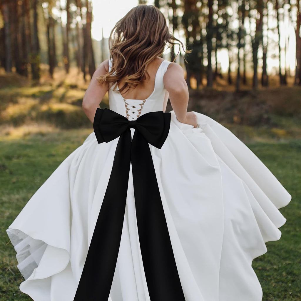 Skiennix Large Satin Bow Decoration - Giant Wall Bows for Weddings & Baby Showers | Black Decor
