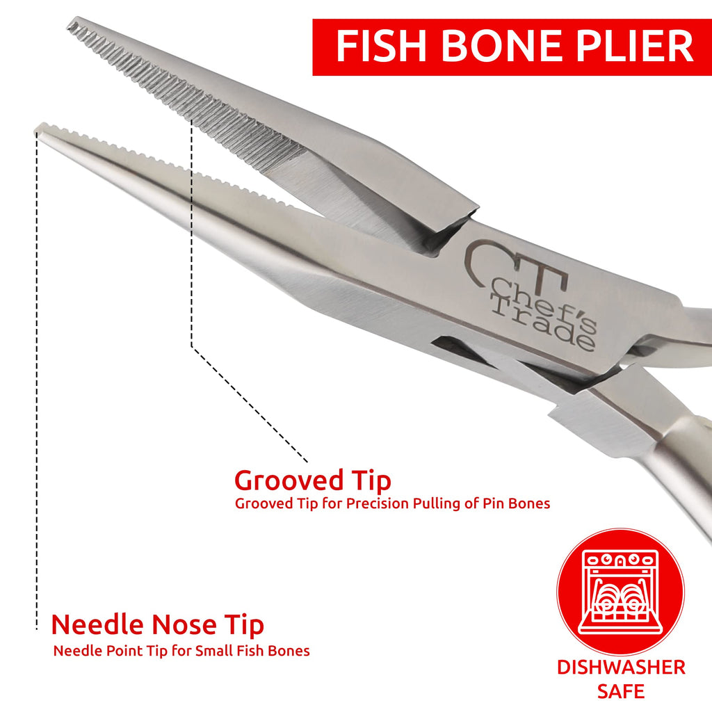 Fish Bone Pliers/Tweezers Stainless Steel Washable (Silver)