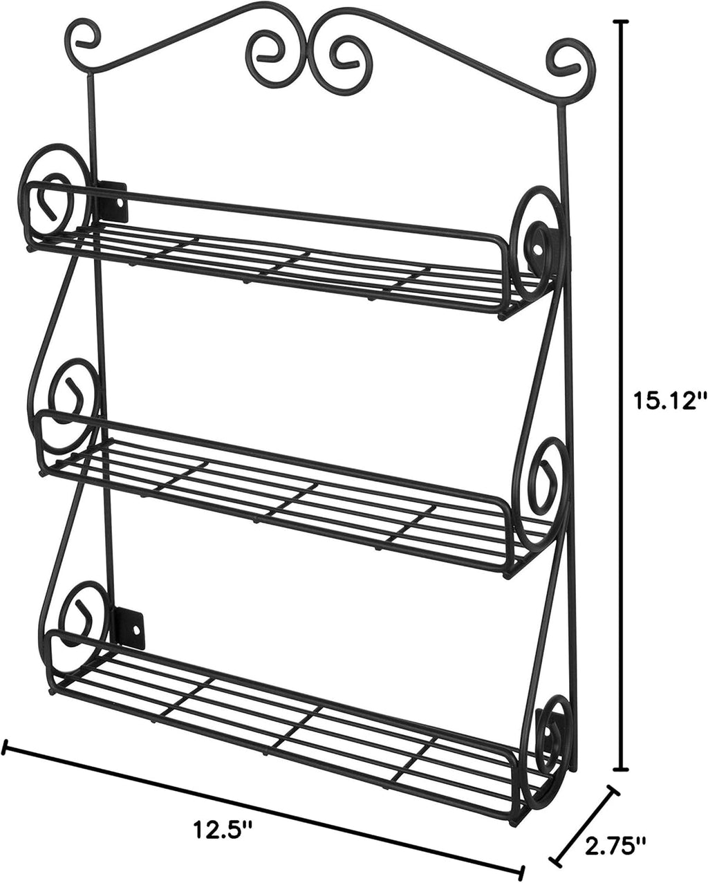 Spectrum Diversified Scroll Wall-Mounted Spice Rack Organizer - 3-Tier Design for Kitchen & Cabinet Storage