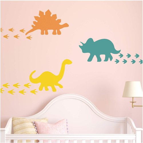 GULIGULI Dinosaur Wall Decal - Dinosaur Footprints Stickers - Vinyl Wall Art for Boys Girls Kids Bedroom Nursery Home Decor