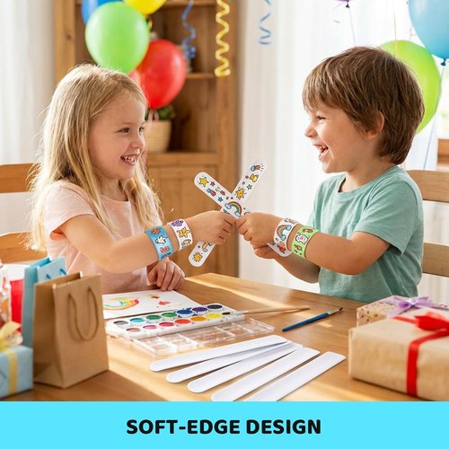 LovesTown 48PCS Slap Bracelets - DIY White Wrist Bands for Kids' Birthday Party Favors & Crafts