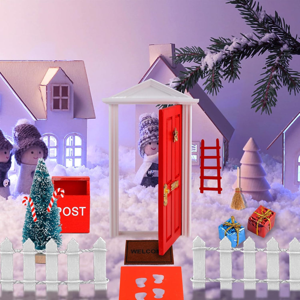 Skiennix Christmas Fairy & Elf Door - Enchanting Miniature Accessories for DIY Holiday Decor
