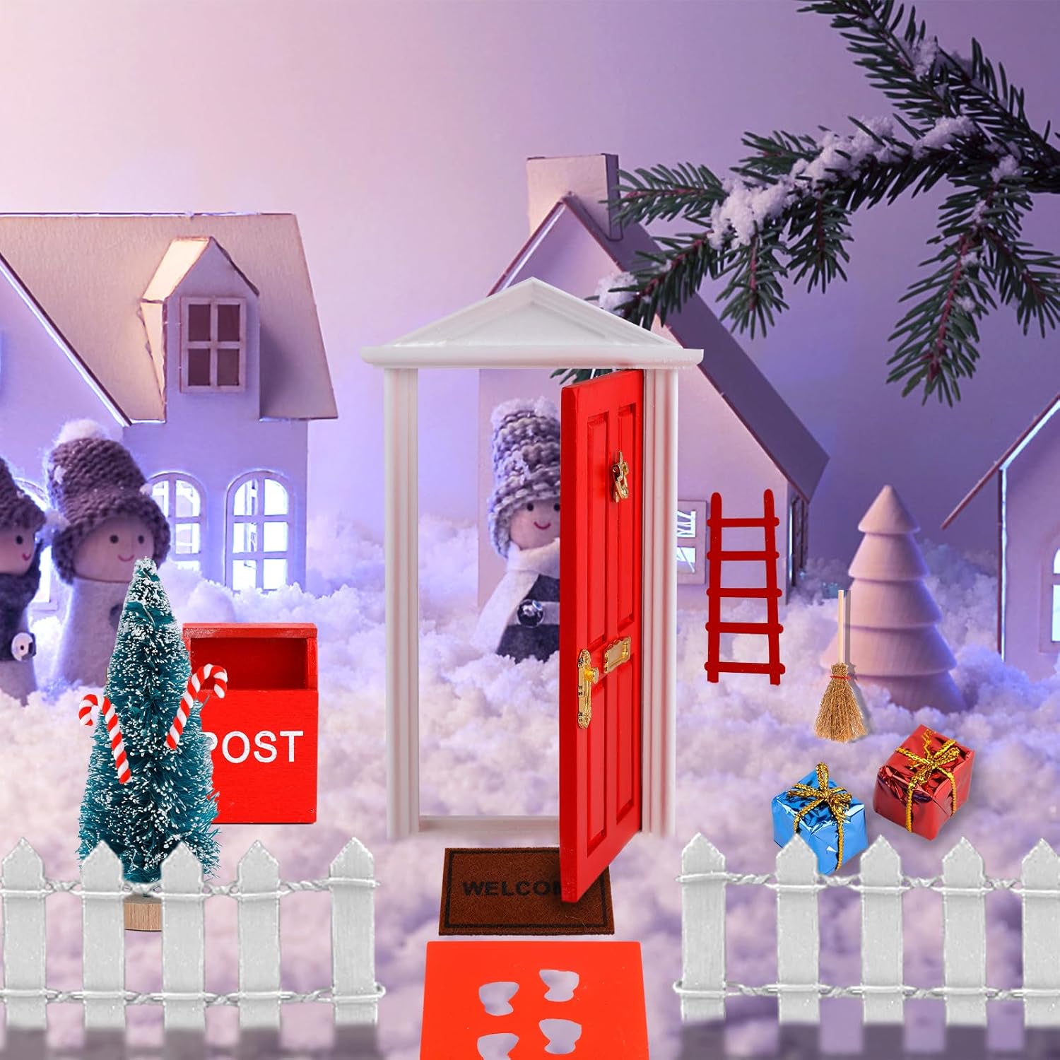 Skiennix Christmas Fairy & Elf Door - Enchanting Miniature Accessories for DIY Holiday Decor