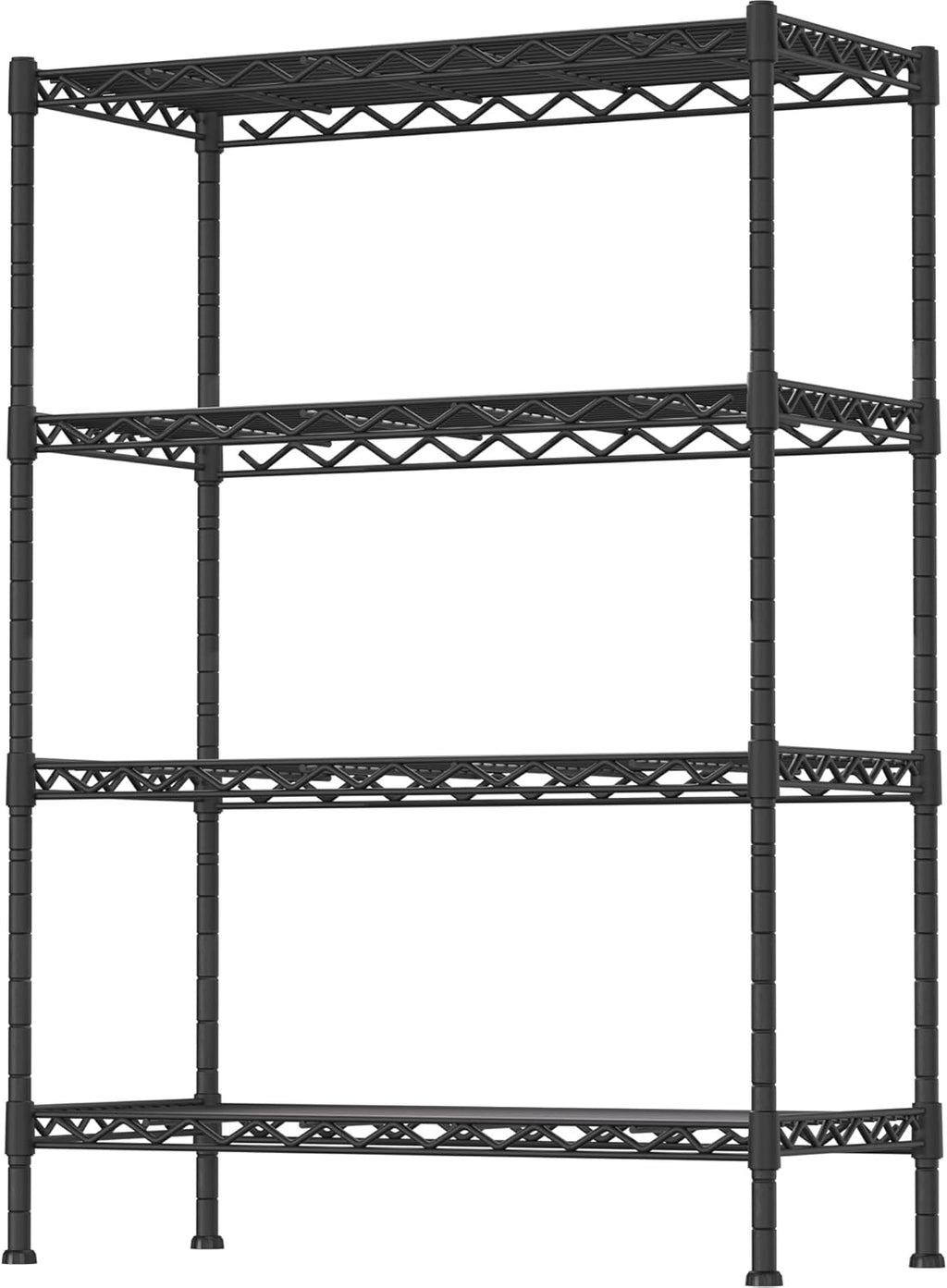 Regine Switzerland Heavy-Duty 4-Shelf Storage Shelving Unit - Adjustable Metal Organizer for Kitchen & Bathroom, Black