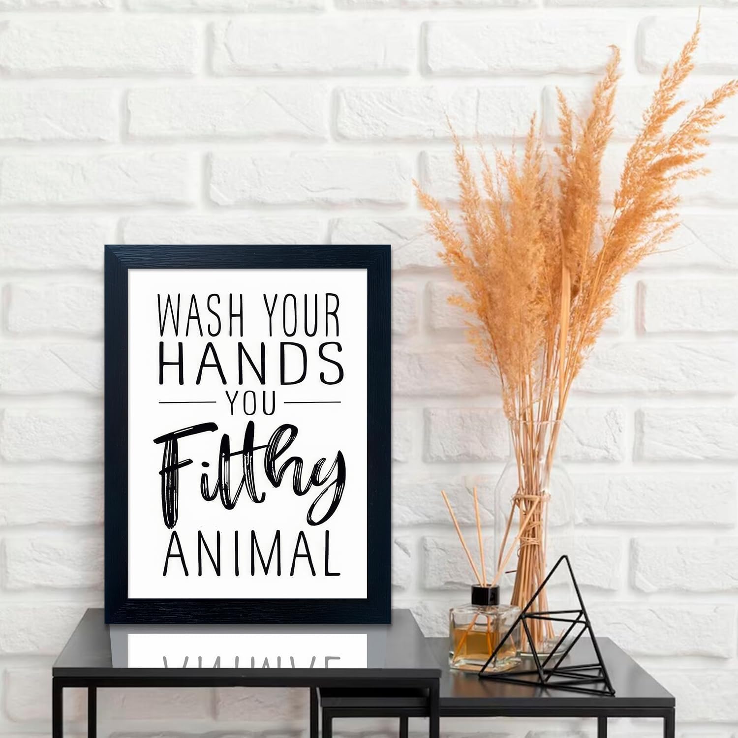 Regine Switzerland Black and White Bathroom Decor - Framed Canvas Art for Kids' Washroom