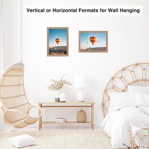JCJMY 8x11 Picture Frame - Rustic Brown Wall Hanging & Tabletop Display | Versatile Horizontal/Vertical Mounting