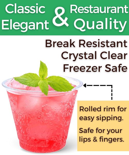 Aatriet 9 oz Clear Plastic Wine Cups - 50 Pack Elegant Disposable Tumblers for Parties & Weddings