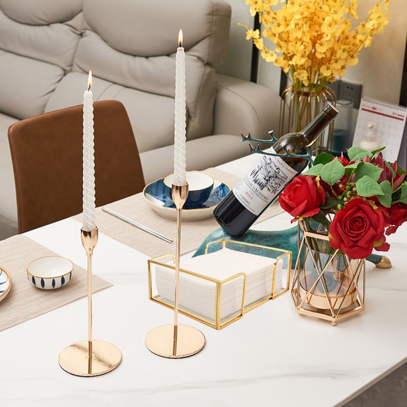 Shonmogar Cocktail Napkin Holder,Gold Square Napkin Holder Fit for 5”x5” Cocktail-Sized Napkins,Glass Napkin Holders for Kitchen Counter Table Party Bar Decor