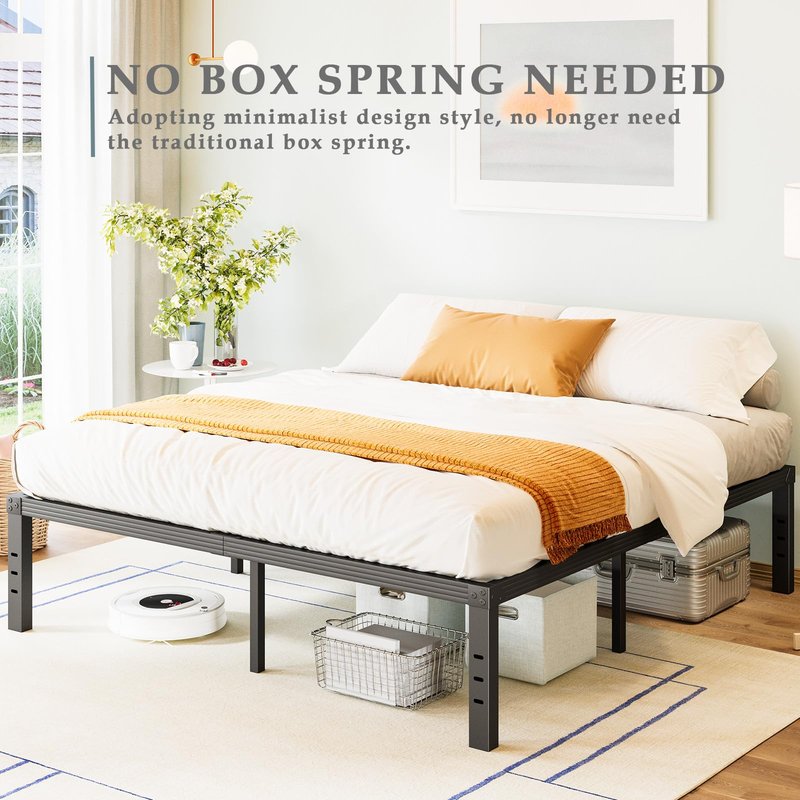 FSCHOS Bed-Frame-Queen, 14 Inch Metal Platform Bed-Frame No Box Spring Needed, Heavy Duty, Easy Assembly, Noise Free, Black
