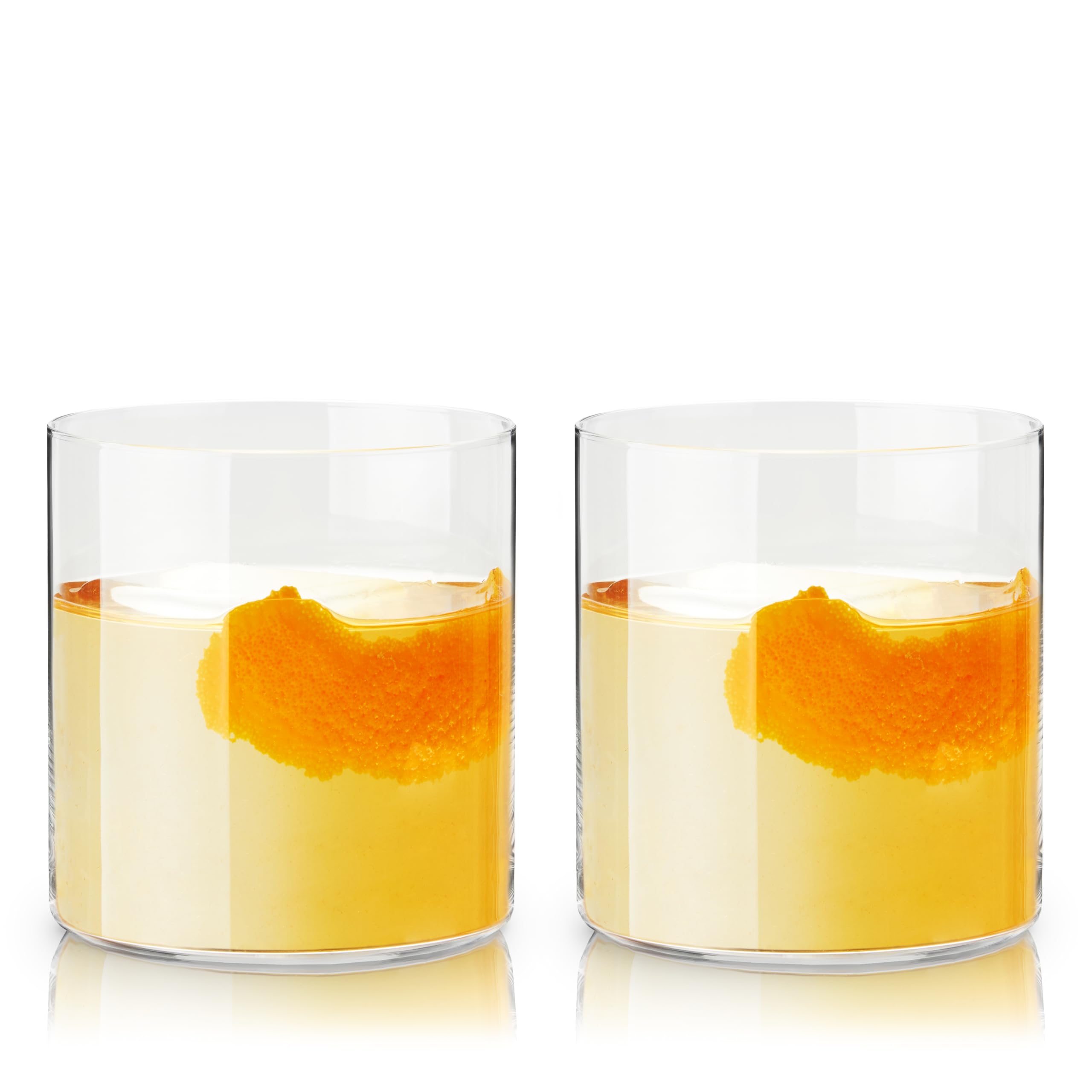 Viski Element Tumblers, Rocks glass, Modern Minimalist Old Fashioned Cocktail Glasses, Ultra Fine Crystal 13.5 Oz Set of 2