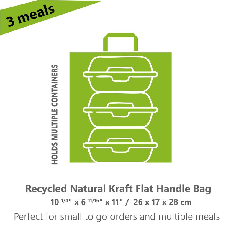 WIPRIME Paper Bag Model Key West of 200 White Kraft with Flat Handles – 10 1/4 x 6 11/16 x 11 Inches Durable, and Perfect for Retail, Grocery, Takeout,Gifts, and Food Packaging