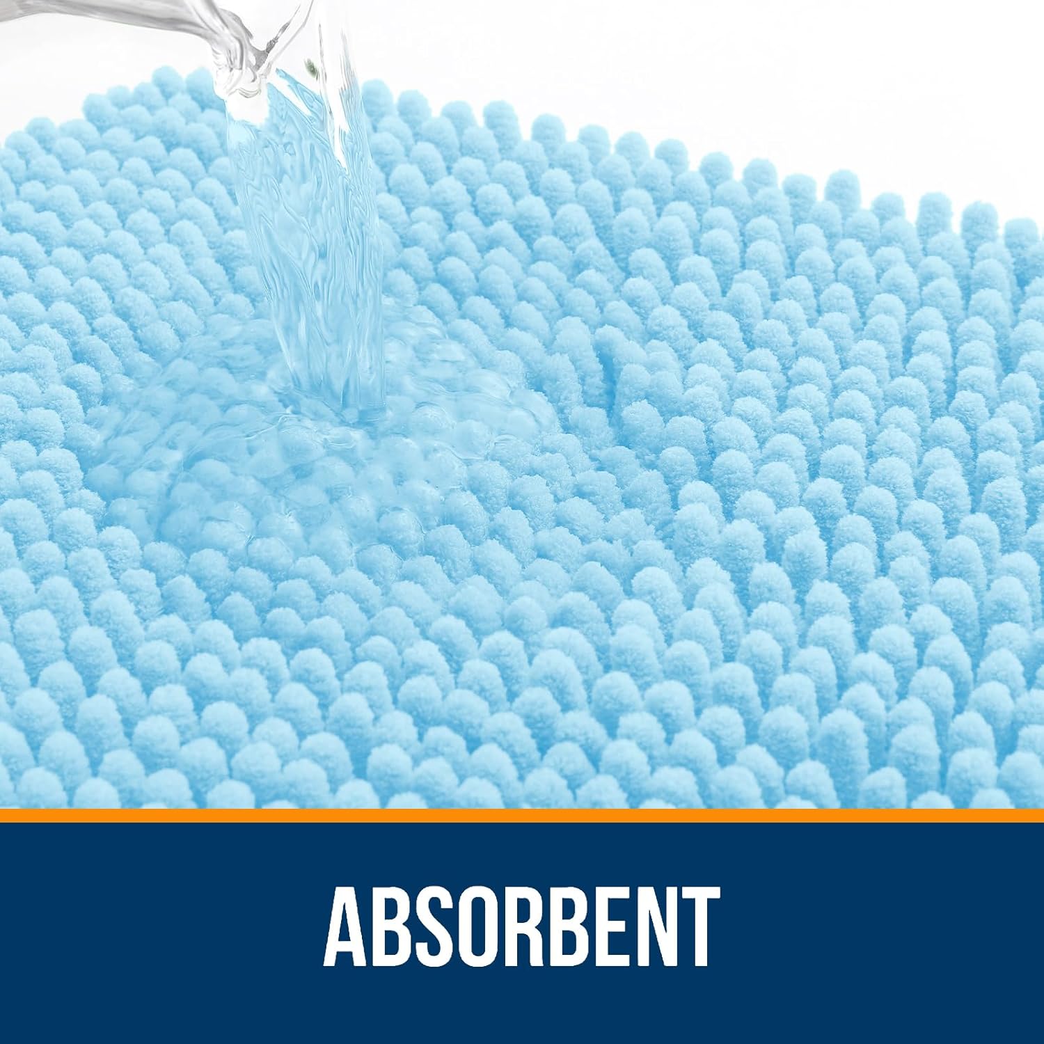 OLANLY Bathroom Runner Rugs - Soft Absorbent Chenille with Rubber Backing | Quick Dry, 47x20, Sky Blue