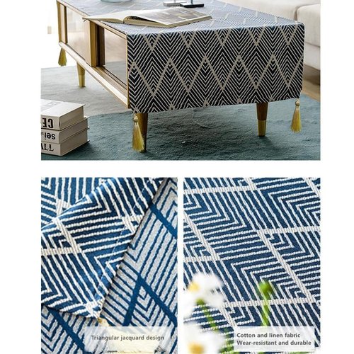 Utobanh Coffee Table Cloth with Tassle Small Rectangle Tablecloths for Side Table Washer Dryer Fridge Top Dust Cover 57 x 20 inch