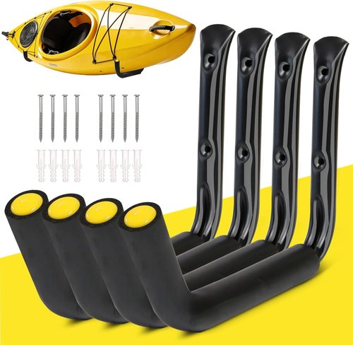 GEEDAR Heavy Duty Garage Storage Hooks - 15" Thickened Steel, 120 LB Capacity | 4-Pack Kayak & Bike Hangers