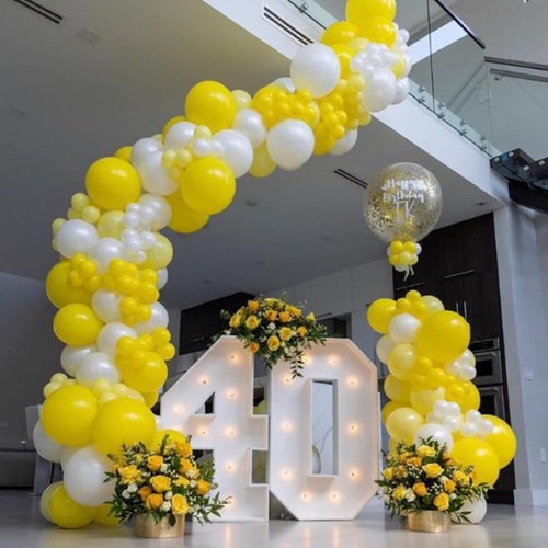 Awenztech Yellow Balloon Arch Kit - 120pcs Latex Balloons in 5-18 Inch Sizes for Baby Showers & Parties