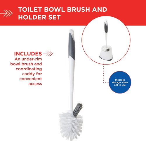 Clorox Toilet Bowl Brush - Under-Rim Design with Corner Storage Caddy | 16 x 5 x 5.5 Inches