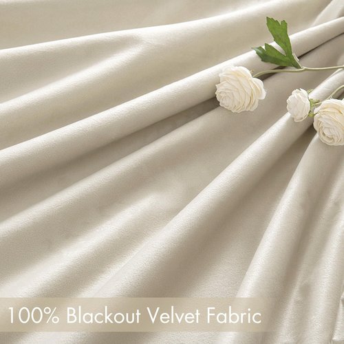 MIULEE 100% Blackout Velvet Curtains 96 Inches Long Ivory White Curtain Drapes for Living Room Darkening Thermal Insulated Grommet Cream Black Out Curtains for Bedroom Windows Light Blocking Set of 2