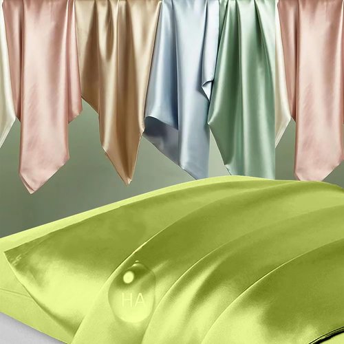 Mulberry Silk Pillowcase - Queen Size for Hair & Skin | Natural Satin with Zipper, Olive Green