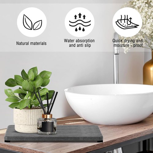 Diatomite Coasters by Skiennix - Fast Drying Water Absorbing Stone Tray Set | 3PCS for Kitchen & Bathroom