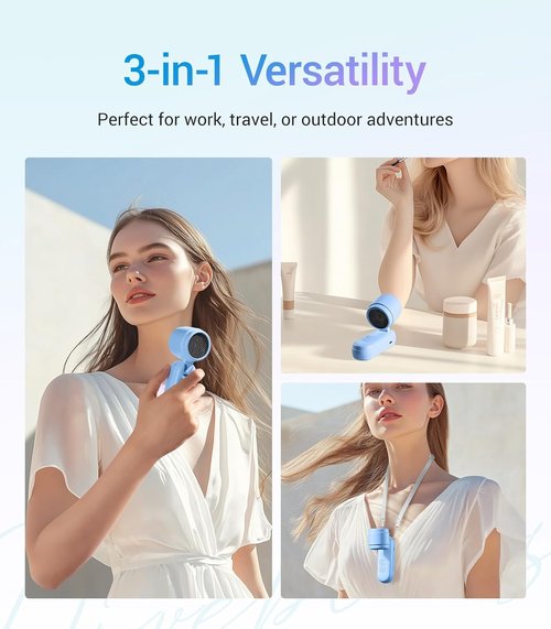 Diveblues Portable Handheld Turbo Fan - High-Speed USB Rechargeable Pocket Fan for Travel & Home (Blue)
