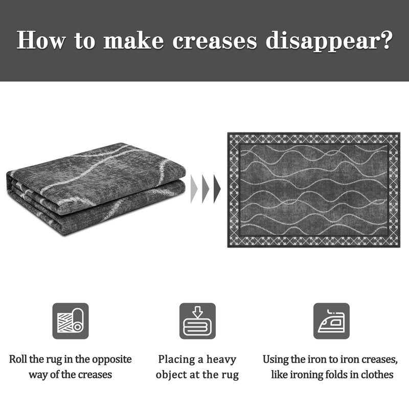 DweIke 5x7 Area Rugs for Living Room, Machine Washable Bordered Rug for Bedroom, Luxury Rubber Backing (Non-Slip) Low Pile Throw Carpet for Dining Room Kitchen Home Decor, Black Grey