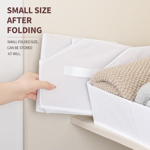 Homsorout Storage Bins - Small Trapezoid Closet Organizer Baskets with Handles | 4 Pack, White