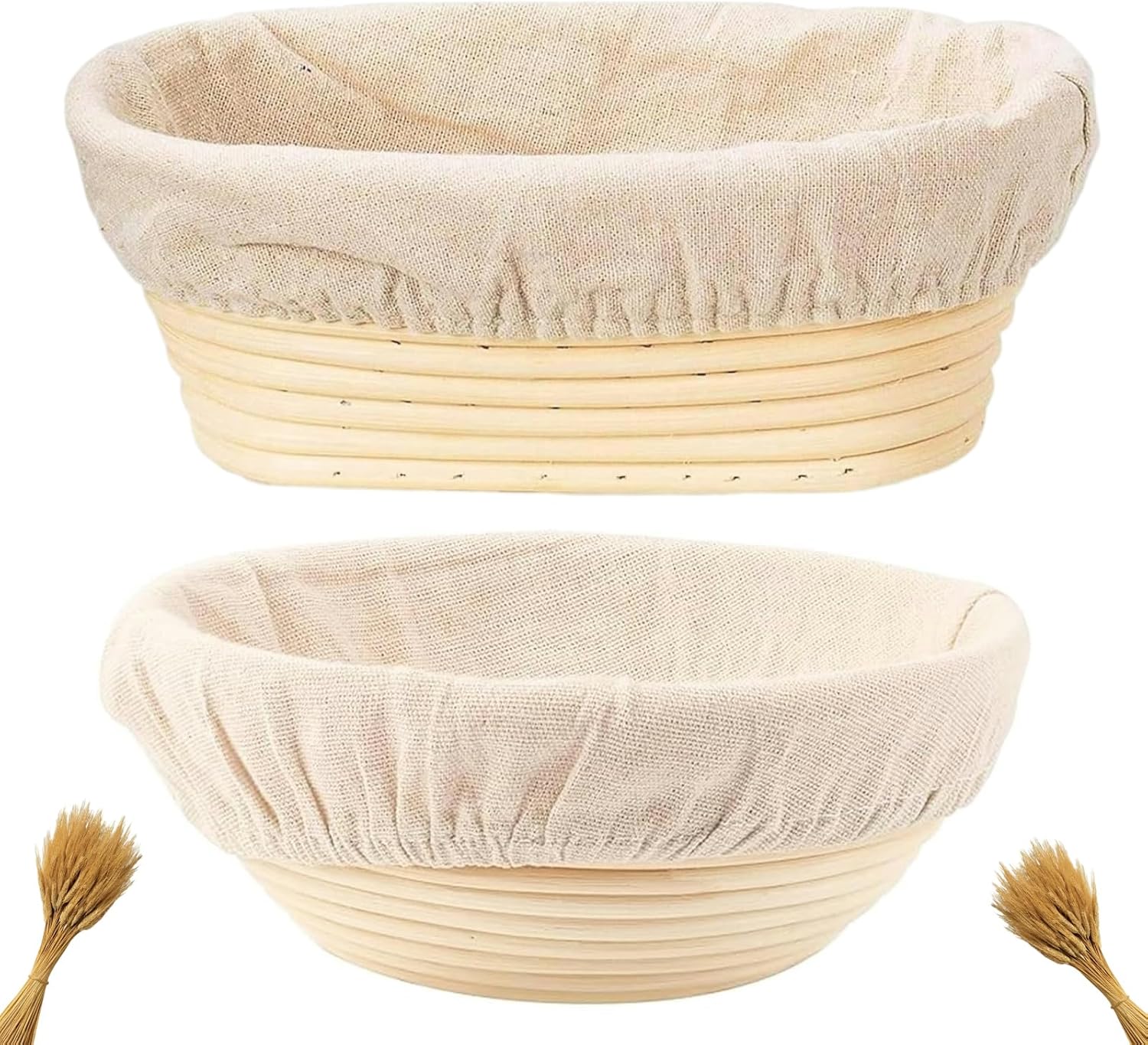 Proofing Baskets | Regine Switzerland Sourdough Bread Baking Set - 9-Inch Round & 10-Inch Oval with Liners