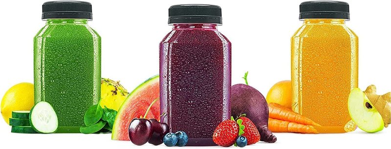 Goiio 10 Pcs 6 Ounce Plastic Juice Bottles, Clear Bulk Beverage Containers, for Smoothies, Juice Milk and Homemade Beverages