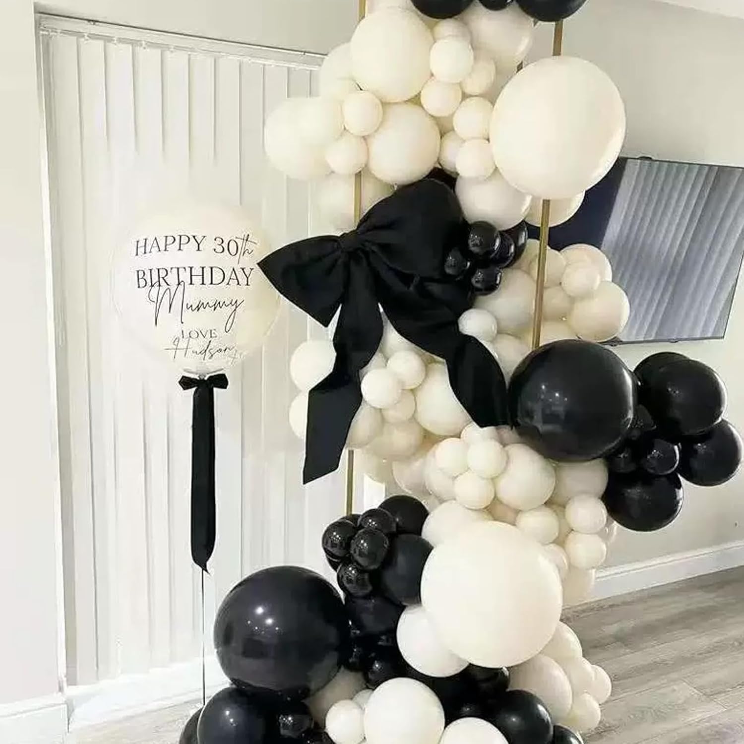 Skiennix Large Black Bow Birthday Decorations - Satin Ribbon Party Decor for Home & Events