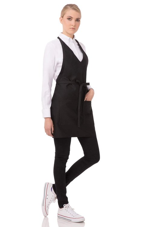 Chef Works Unisex V-Neck Tuxedo Apron, Black, One Size