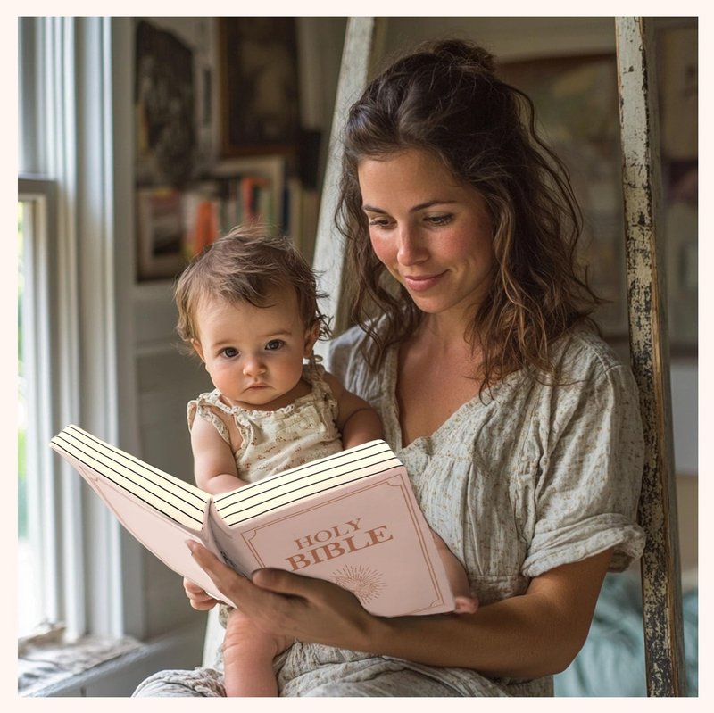VKMON Bible Pillow Book Plush That Opens, for Kids Adults Christian Gifts, Cozy Faith Bible Pillow (Beige)