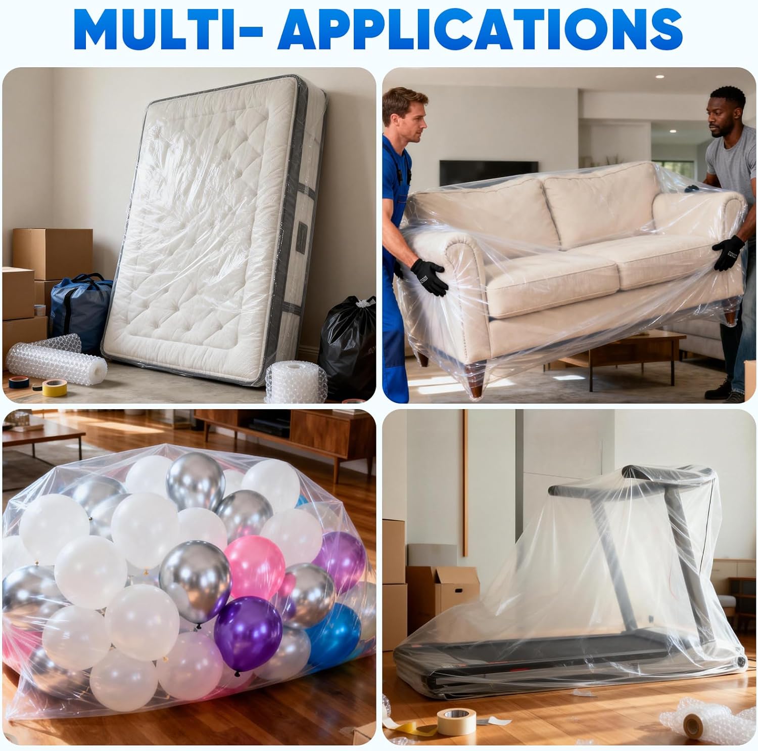 TICONN Waterproof Mattress Bag - Heavy-Duty Moving Storage Cover | 2-Pack, Queen Size (4 Mil)