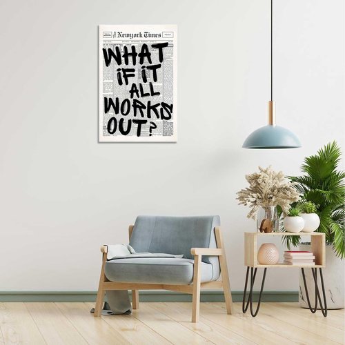 Drimiler Retro Black And White Newspaper Poster - Positive Affirming Quote Canvas Wall Art | 12x16in Framed