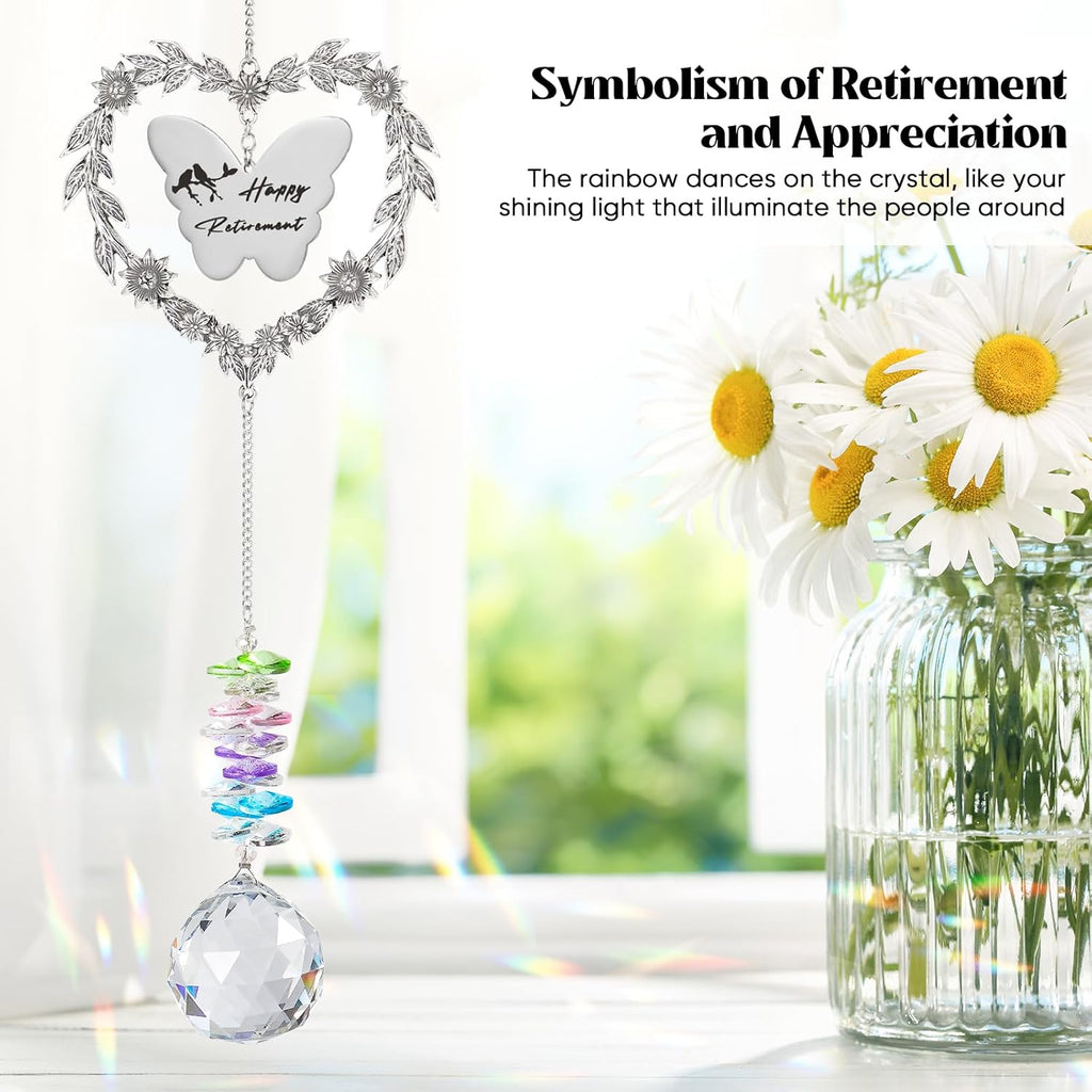 Retirement Gift Sun Catcher - Heart-Shaped Rainbow Maker for Coworkers | Crystal Prism Ornament
